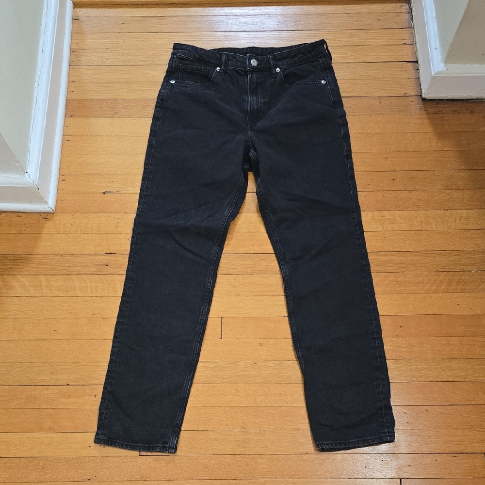 H&M &Denim, Slim Straight High Waist Jeans, Black, EUC, Women's 8